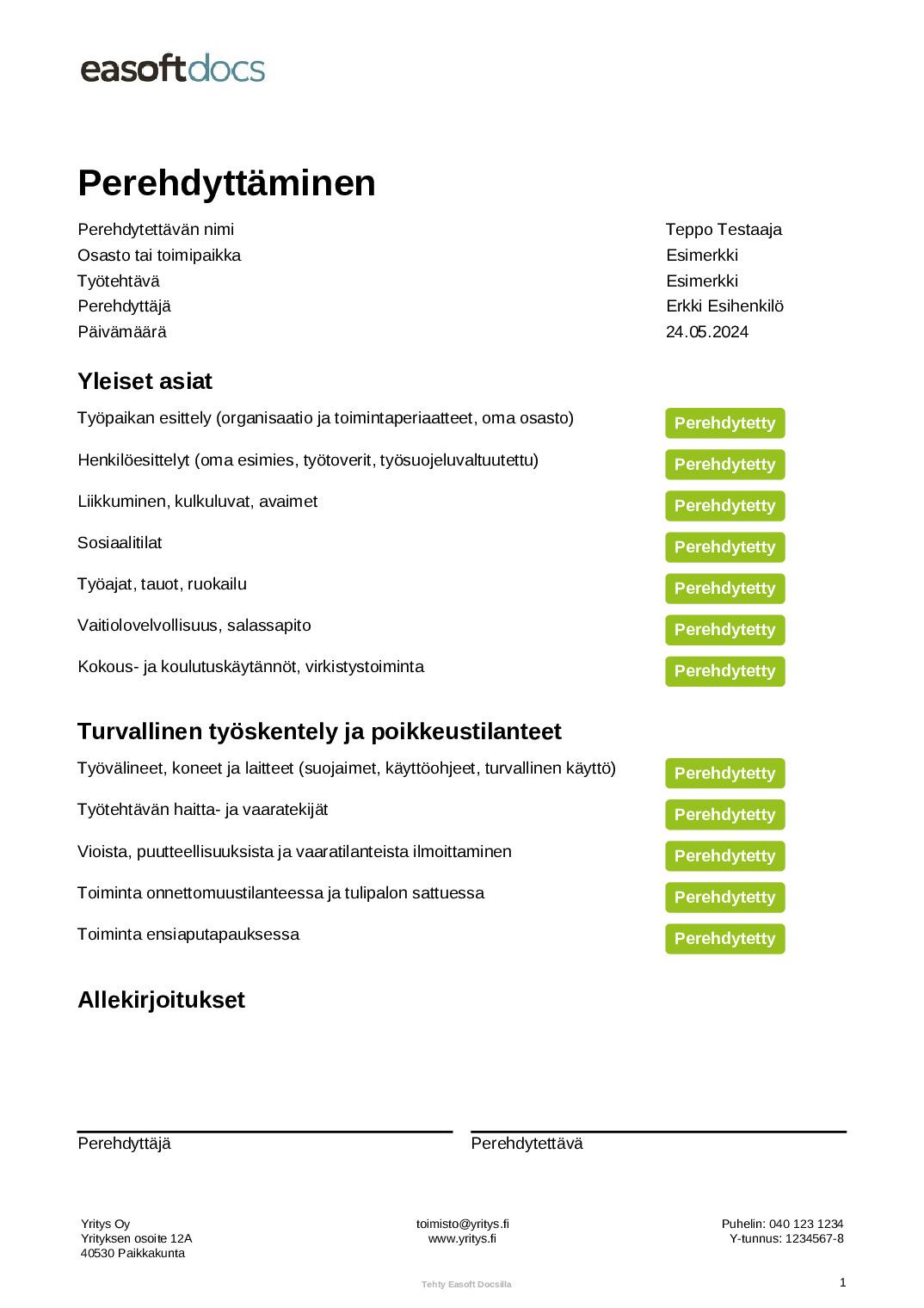 Perehdytt mislomake Uusi Ty ntekij Kokeile T ytt mist Maksutta Heti 