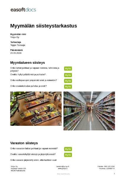 Myymälän siisteystarkastus