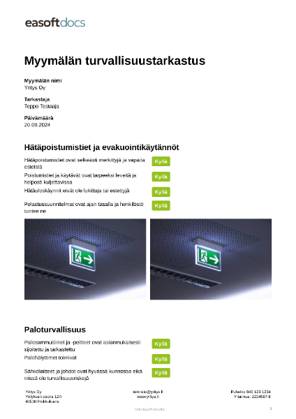 Myymälän turvallisuustarkastus